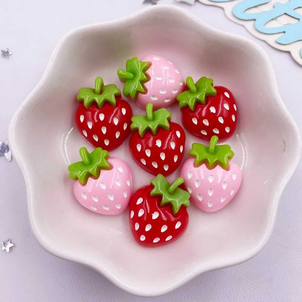 Paradise Jewelry & Watches Llc Photos - 10PCS Resin Kawaii Colorful Cartoon Strawberry