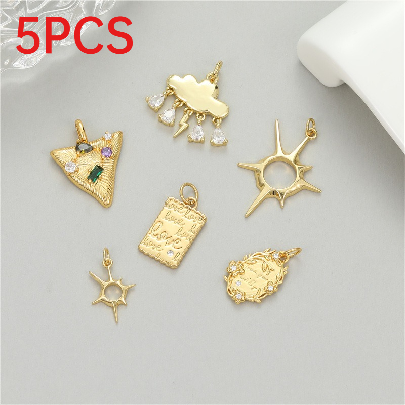Moon Star Earrings - 5Pcs Versatile Star Cloud Mini Pendants