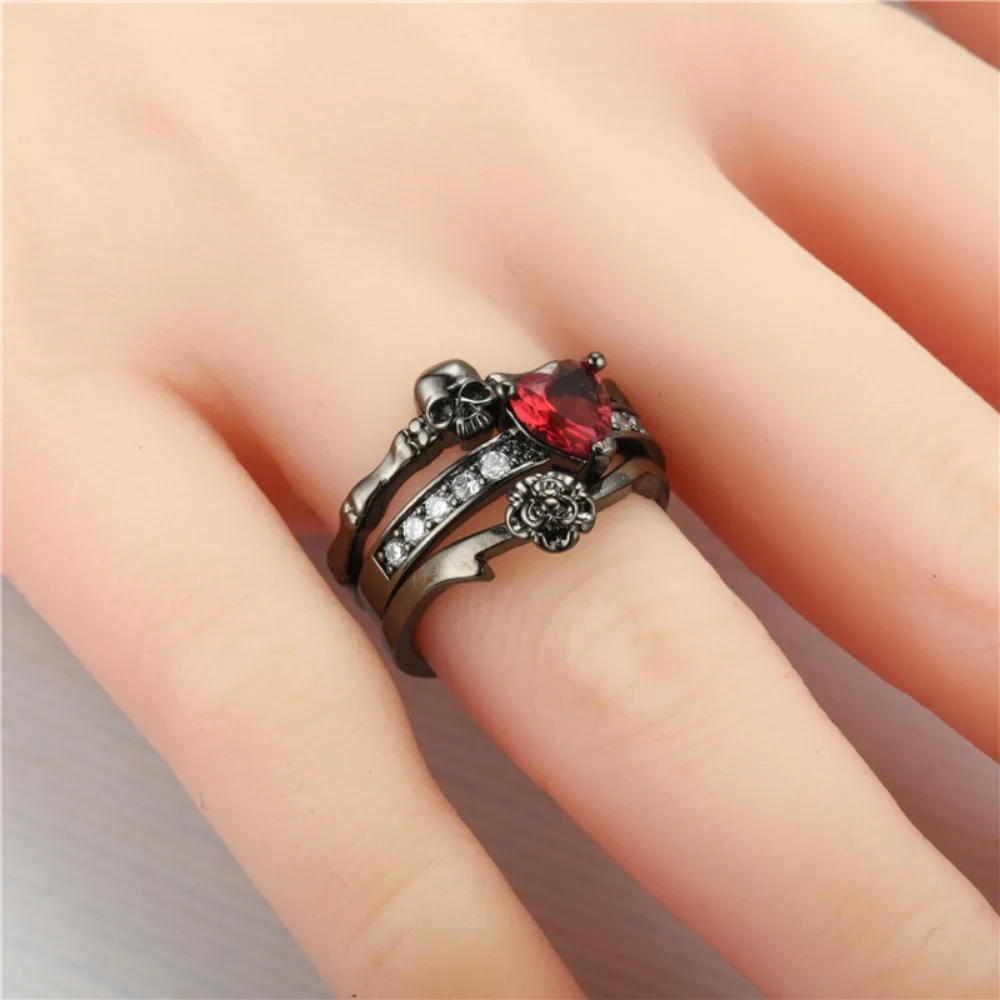 Gothic Skull Ring - Gothic Embedded Dark Skull Heart-Shaped Promise