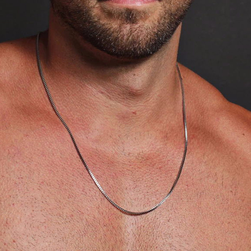 Mens Dog Tag Necklace - 1/2/3MM Thin Chain Necklace for Men