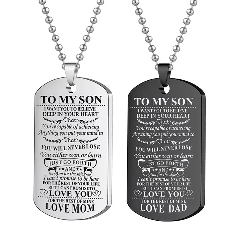 To My Son Inspirational Neckla - Mens Dog Tag Necklace 评论和价格