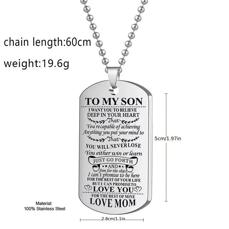 To My Son Inspirational Neckla - Mens Dog Tag Necklace 评论和价格