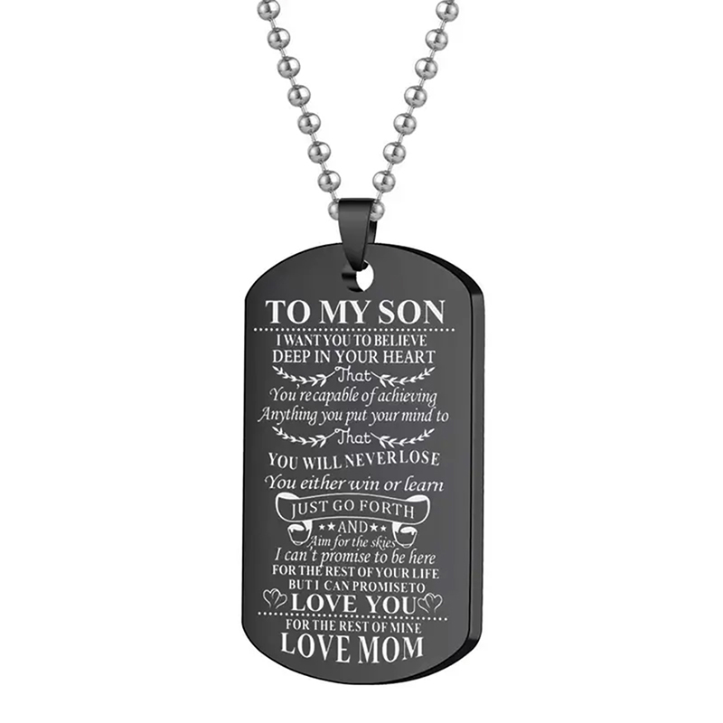 To My Son Inspirational Neckla - Mens Dog Tag Necklace 评论和价格