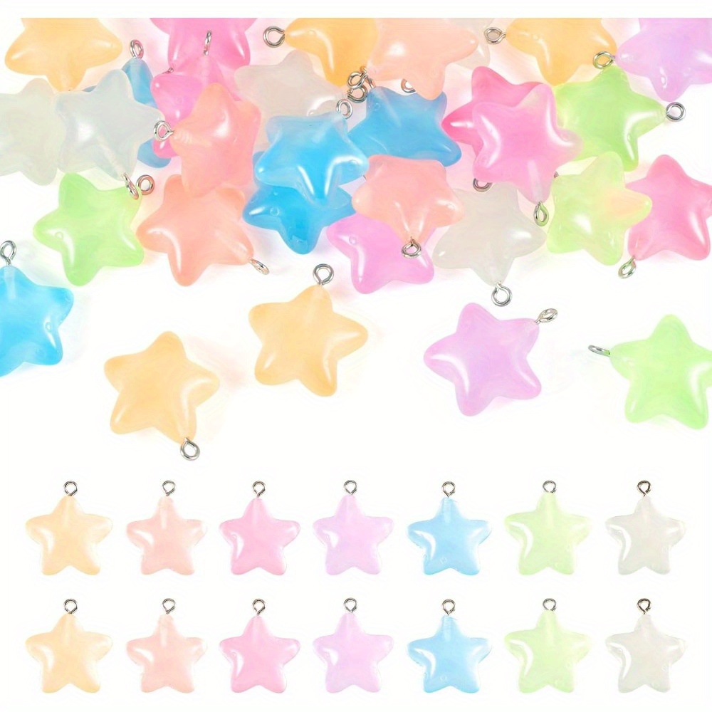 6/24/40pcs Mixed Color Luminou - Moon Star Earrings 评论和价格