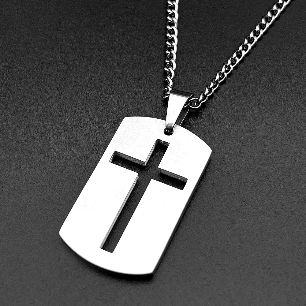 Christian Bible Cross Dog Tag  - Mens Dog Tag Necklace 评论和价格