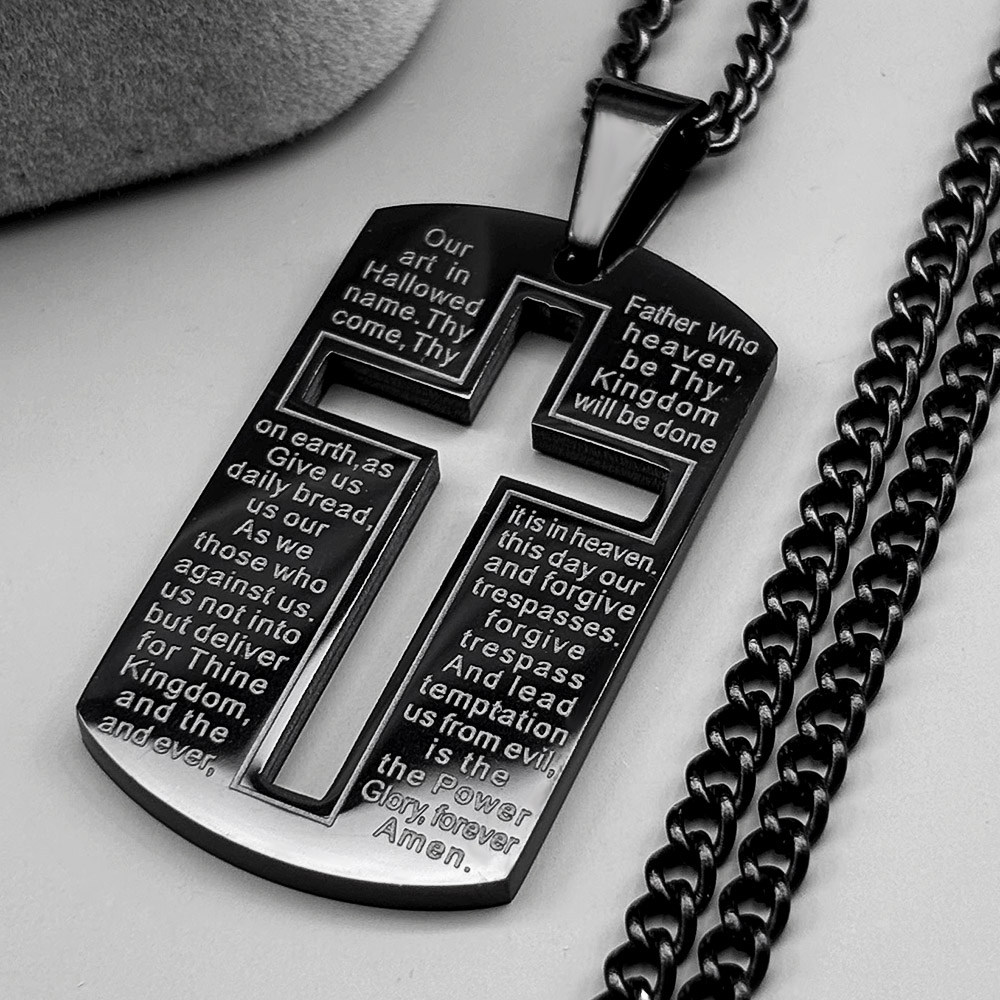 Christian Bible Cross Dog Tag  - Mens Dog Tag Necklace 评论和价格
