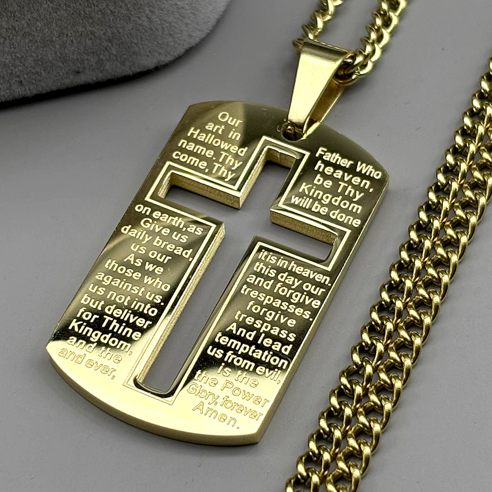 Christian Bible Cross Dog Tag  - Mens Dog Tag Necklace 评论和价格