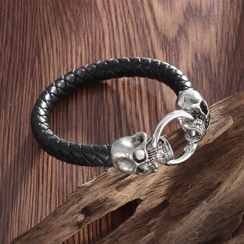 Gothic Double Skull Black Brai - Gothic Skull Ring 评论和价格