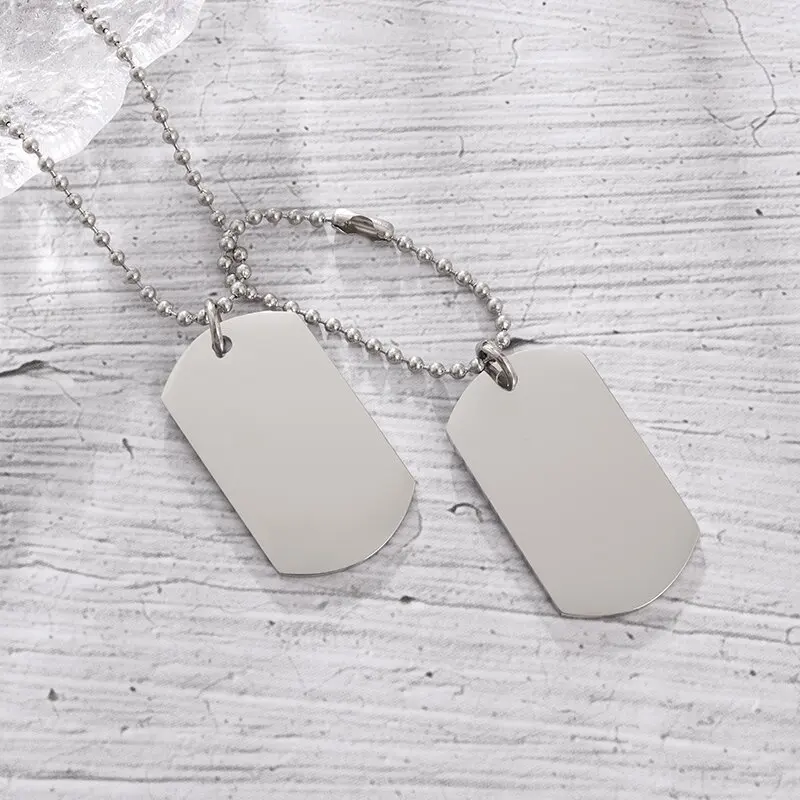 Simple Stainless Steel Double  - Mens Dog Tag Necklace 评论和价格