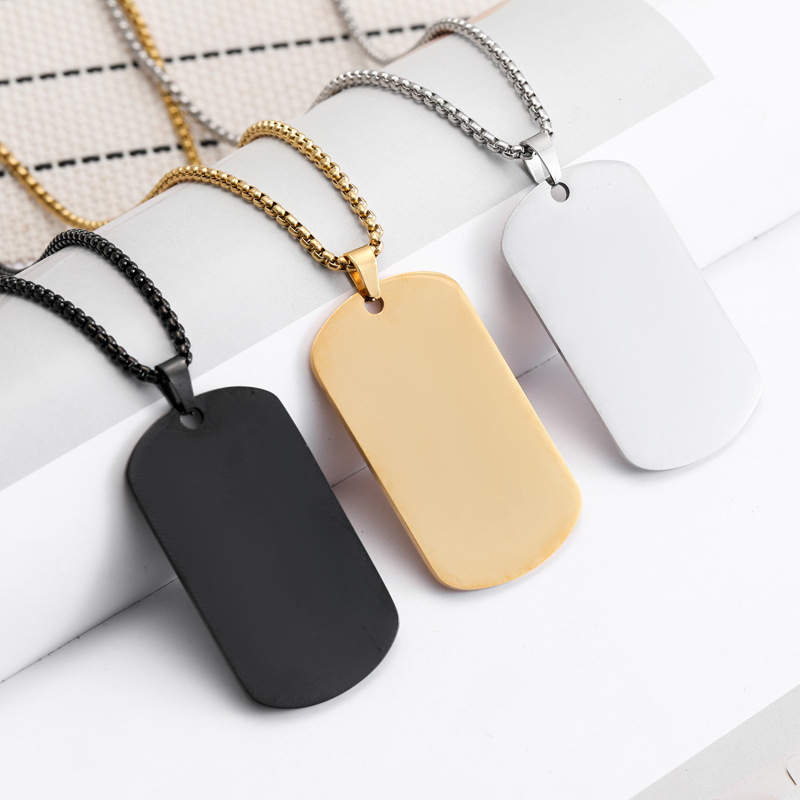 HNSP Plain Stainless Steel Sea - Mens Dog Tag Necklace 评论和价格