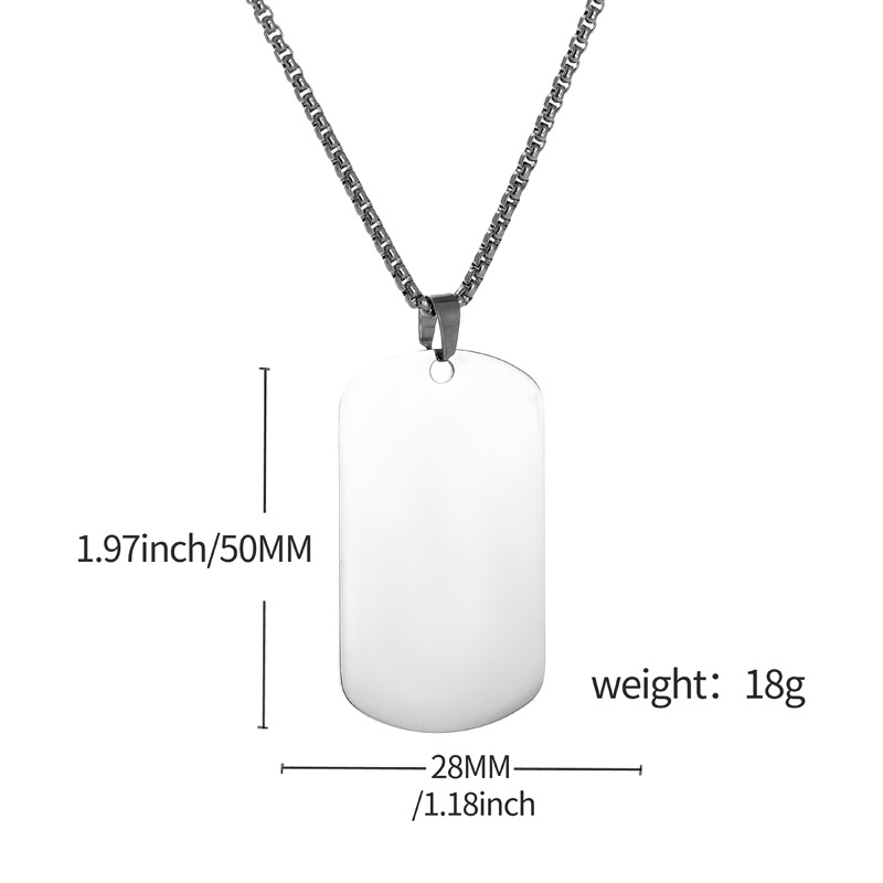 HNSP Plain Stainless Steel Sea - Mens Dog Tag Necklace 评论和价格
