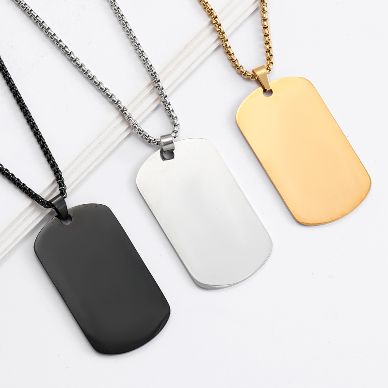 HNSP Plain Stainless Steel Sea - Mens Dog Tag Necklace 评论和价格