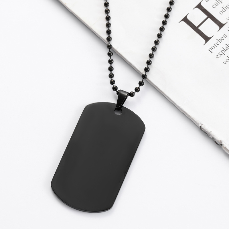 HNSP Plain Stainless Steel Sea - Mens Dog Tag Necklace 评论和价格