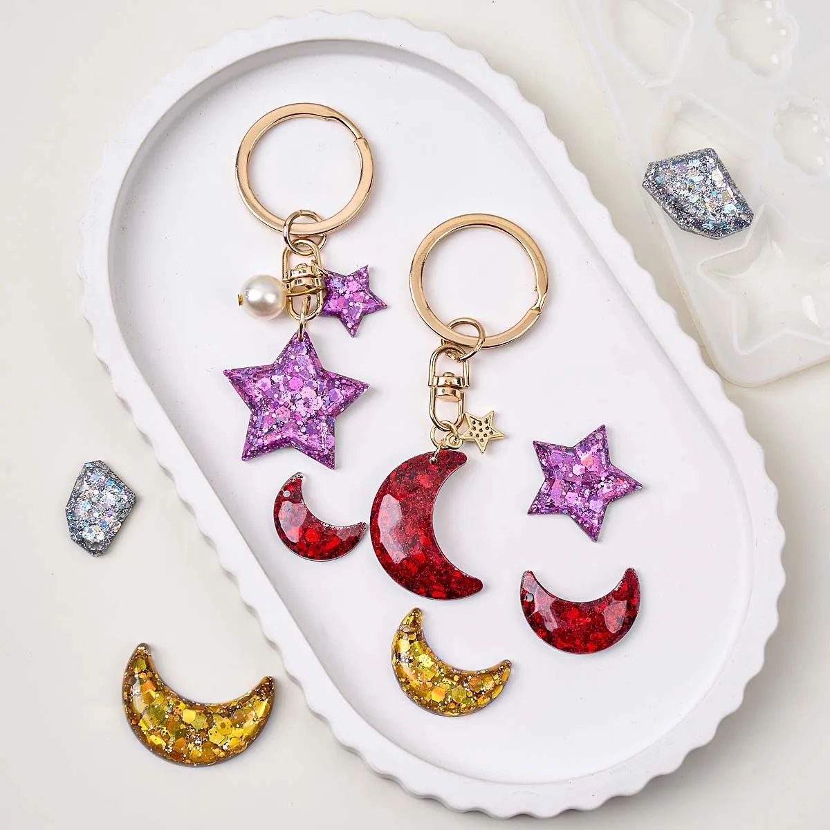 Earring Resin Silicone Mold DI - Moon Star Earrings 评论和价格