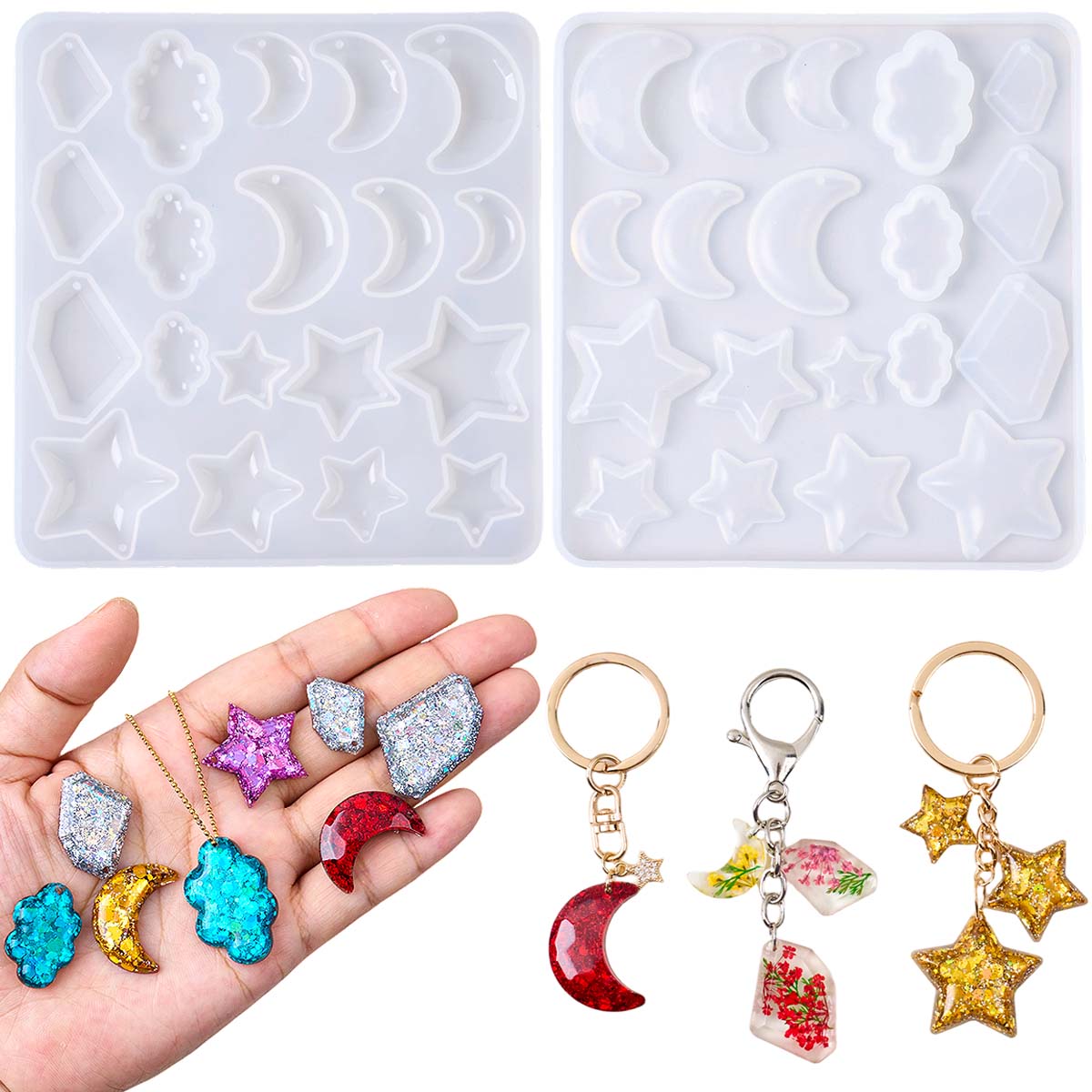 Earring Resin Silicone Mold DI - Moon Star Earrings 评论和价格