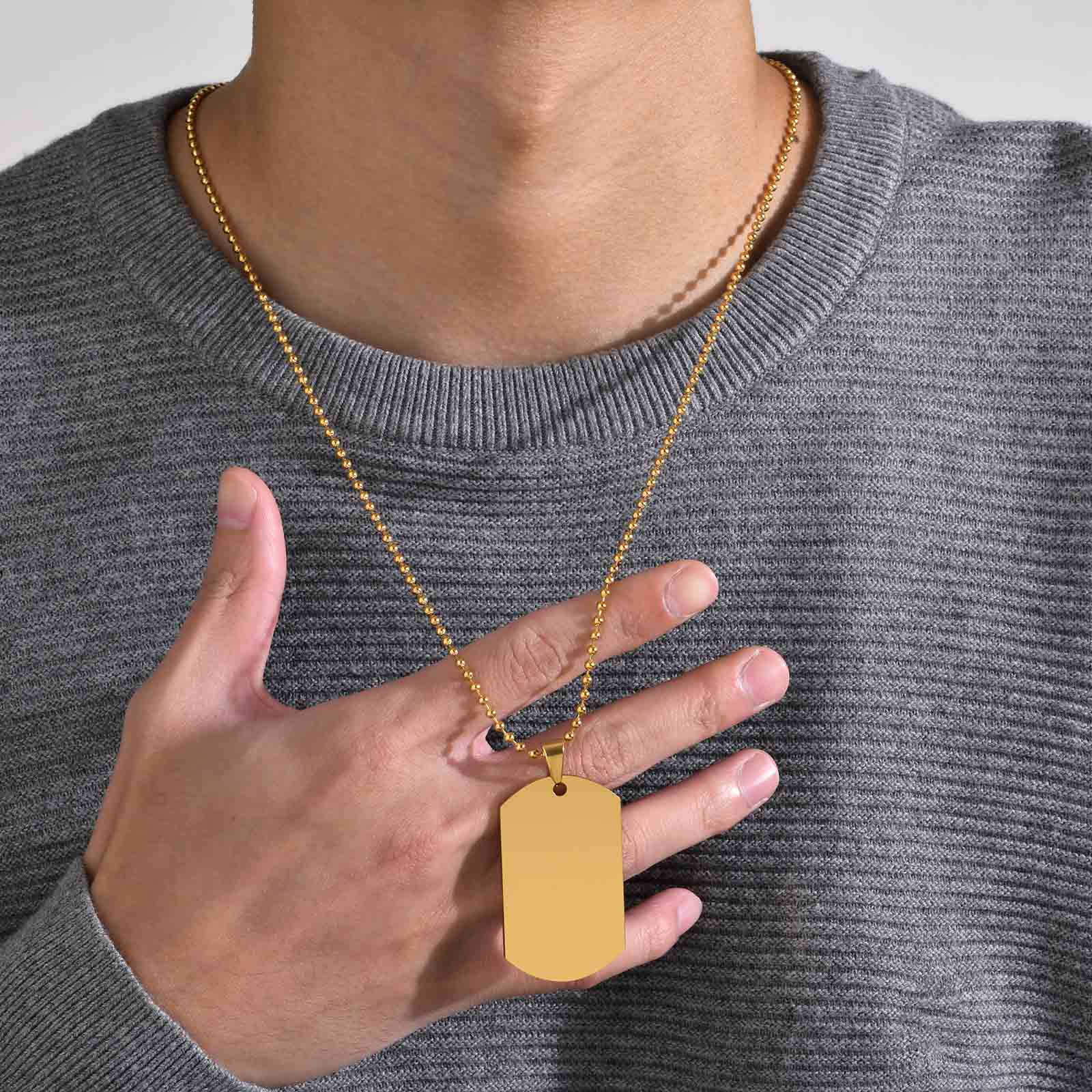 Mprainbow Personalized Engrave - Mens Dog Tag Necklace 评论和价格