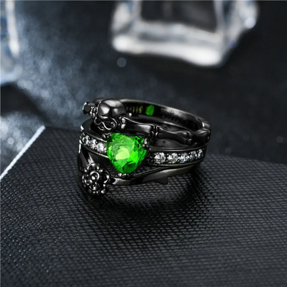 Gothic Embedded Dark Skull Hea - Gothic Skull Ring 评论和价格