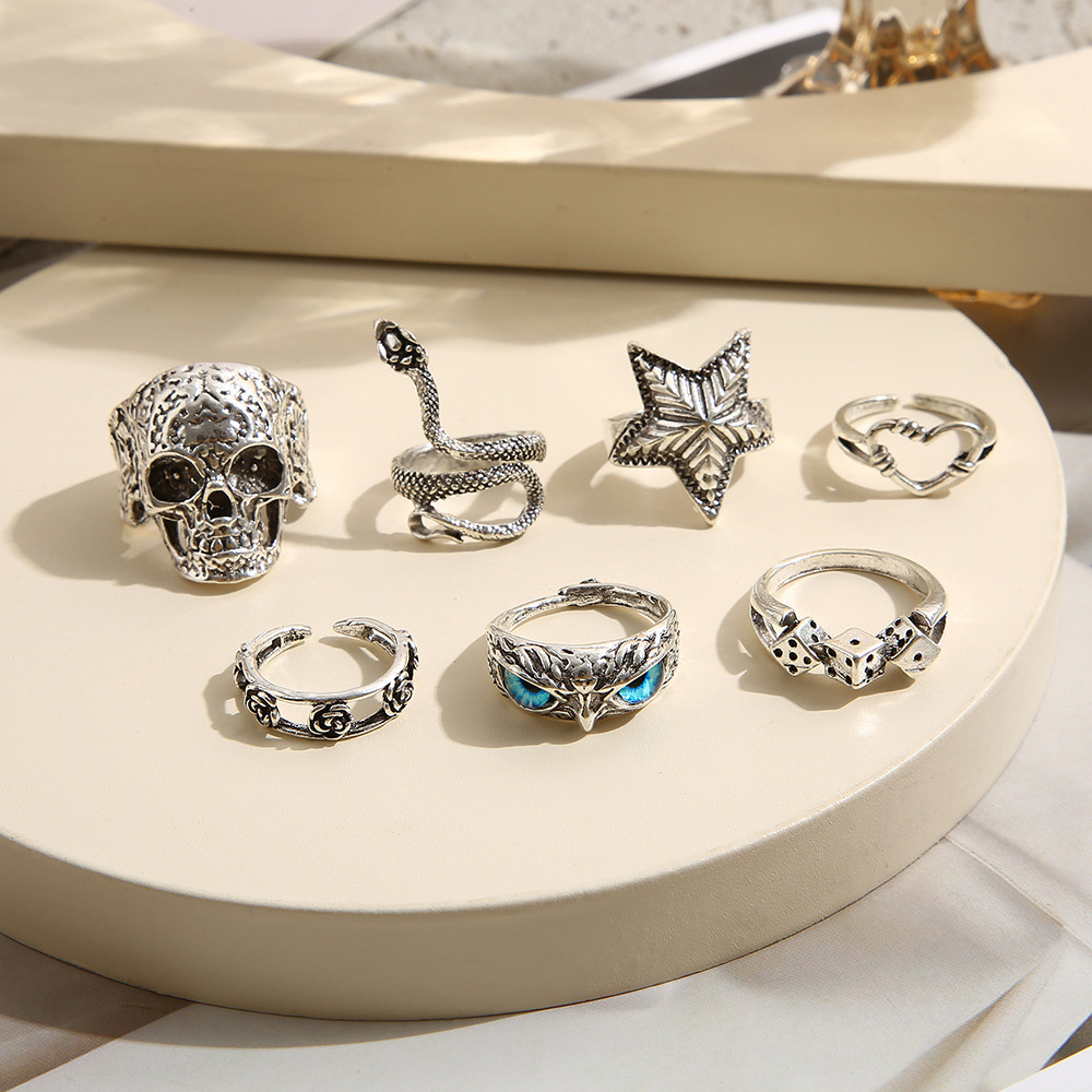 Hiphop Vintage Silver Color Sk - Gothic Skull Ring 评论和价格