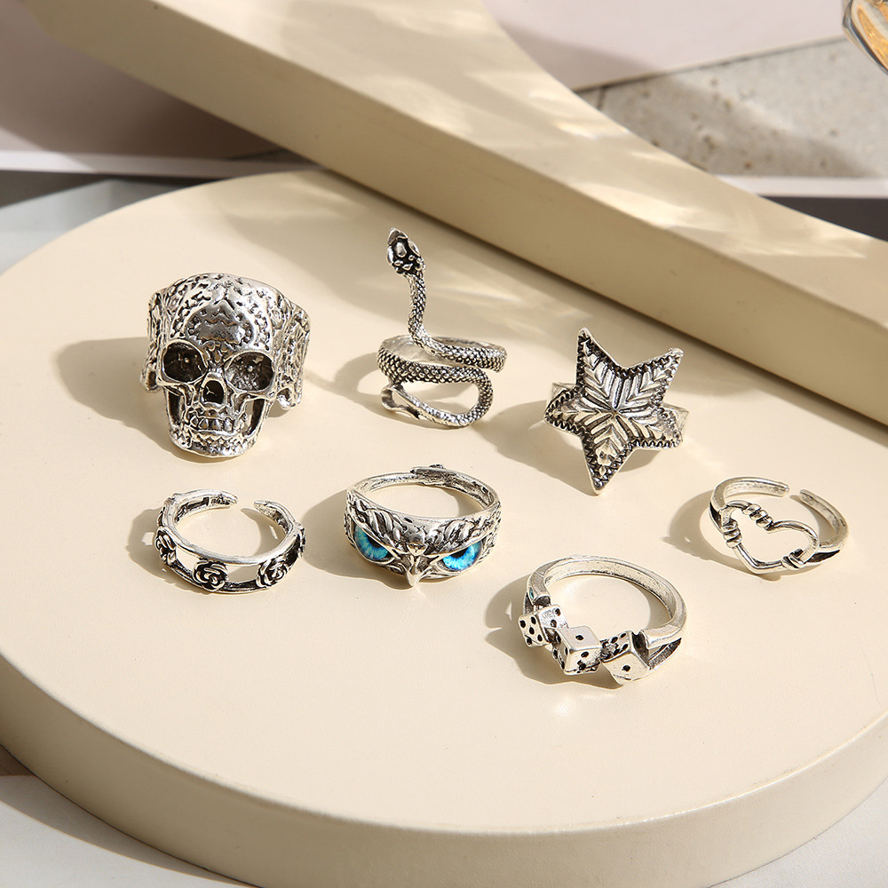 Hiphop Vintage Silver Color Sk - Gothic Skull Ring 评论和价格
