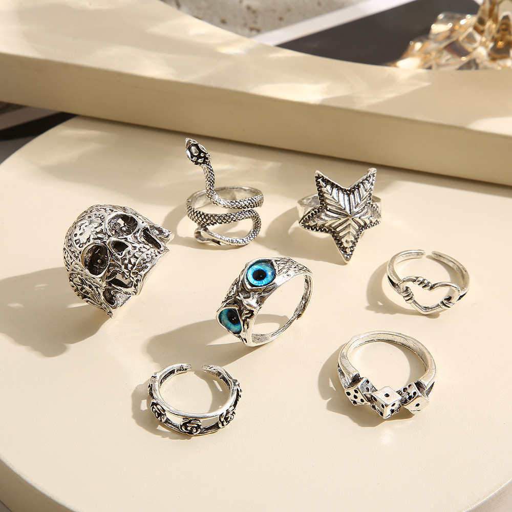 Hiphop Vintage Silver Color Sk - Gothic Skull Ring 评论和价格