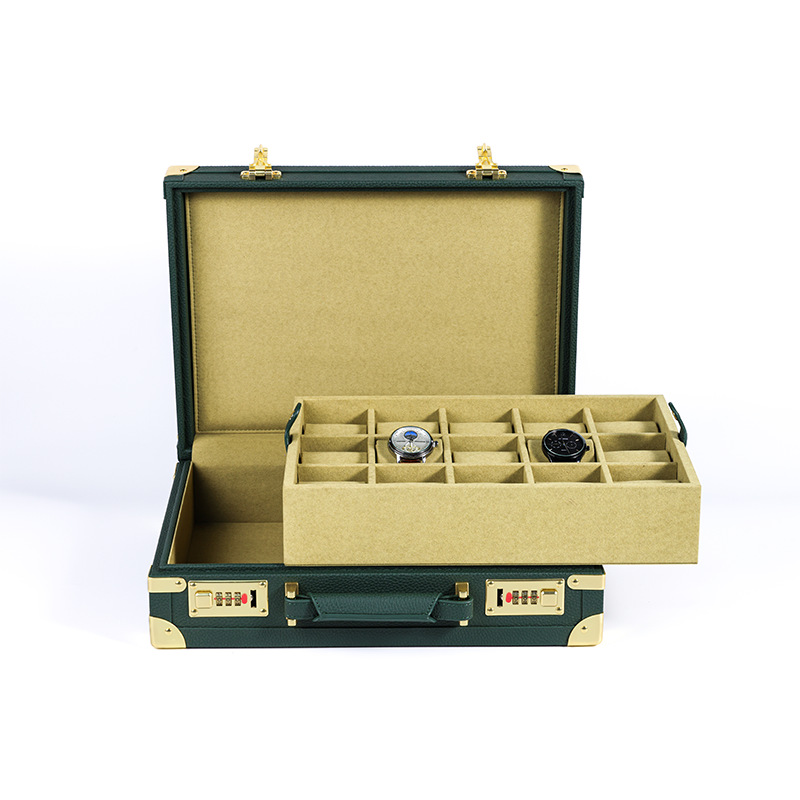 OEM ODM Luxury 15 Slots Green  - Watch Display Box 评论和价格