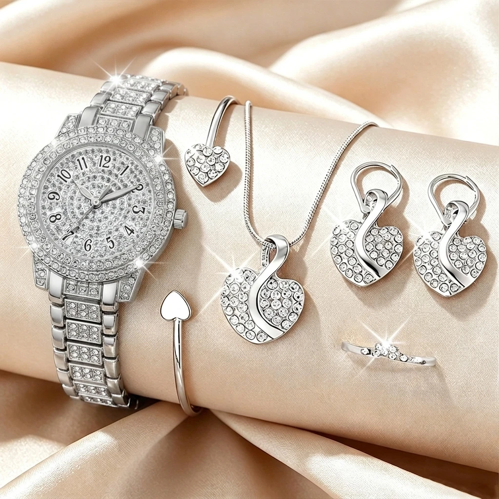 6PCS Fashion Rhinestone Women  - Jewelry Watch Making 评论和价格