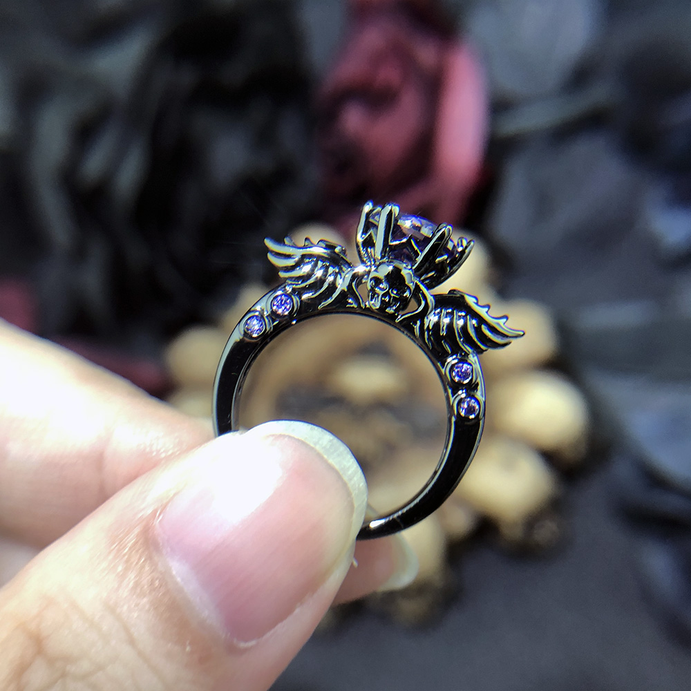 Punk Skull Retro Gothic Rings  - Gothic Skull Ring 评论和价格