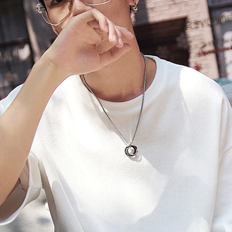 Fashion Men Necklace 3 Round R - Mens Dog Tag Necklace 评论和价格