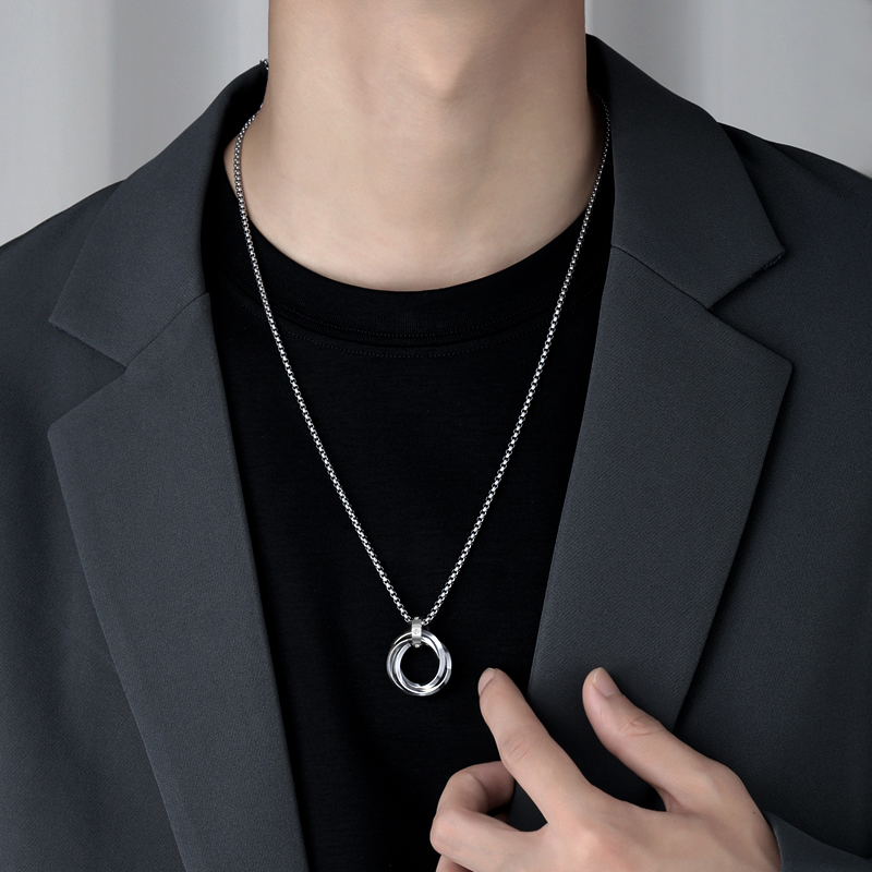 Fashion Men Necklace 3 Round R - Mens Dog Tag Necklace 评论和价格