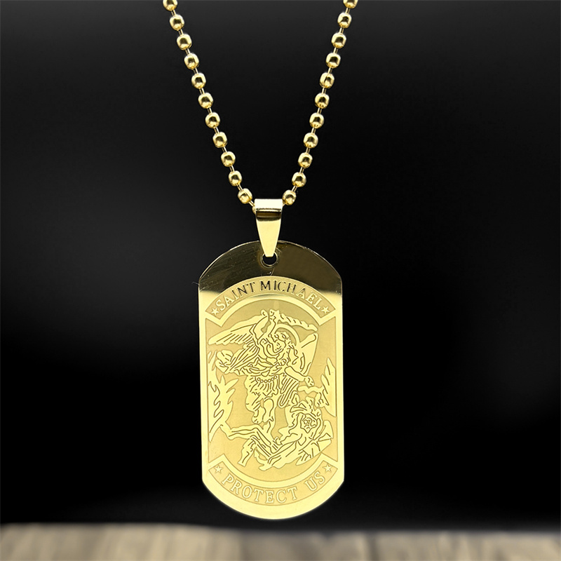 SAINT MICHAEL PROTECT US Archa - Mens Dog Tag Necklace 评论和价格