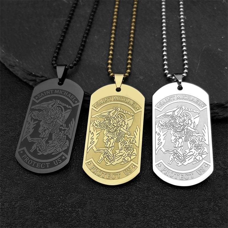 SAINT MICHAEL PROTECT US Archa - Mens Dog Tag Necklace 评论和价格