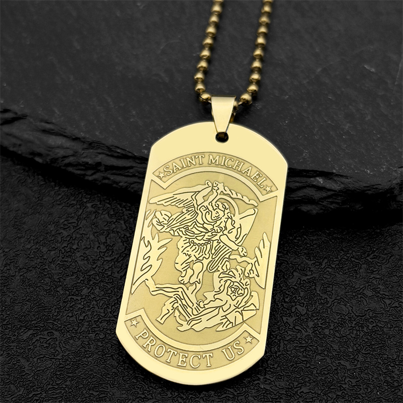 SAINT MICHAEL PROTECT US Archa - Mens Dog Tag Necklace 评论和价格