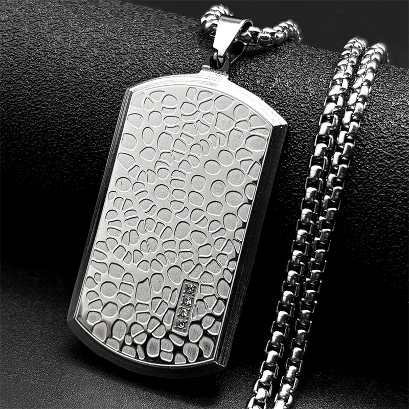Retro Stainless Steel Irregula - Mens Dog Tag Necklace 评论和价格