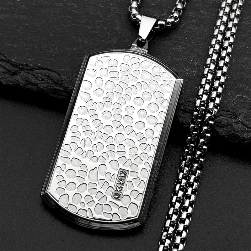 Retro Stainless Steel Irregula - Mens Dog Tag Necklace 评论和价格