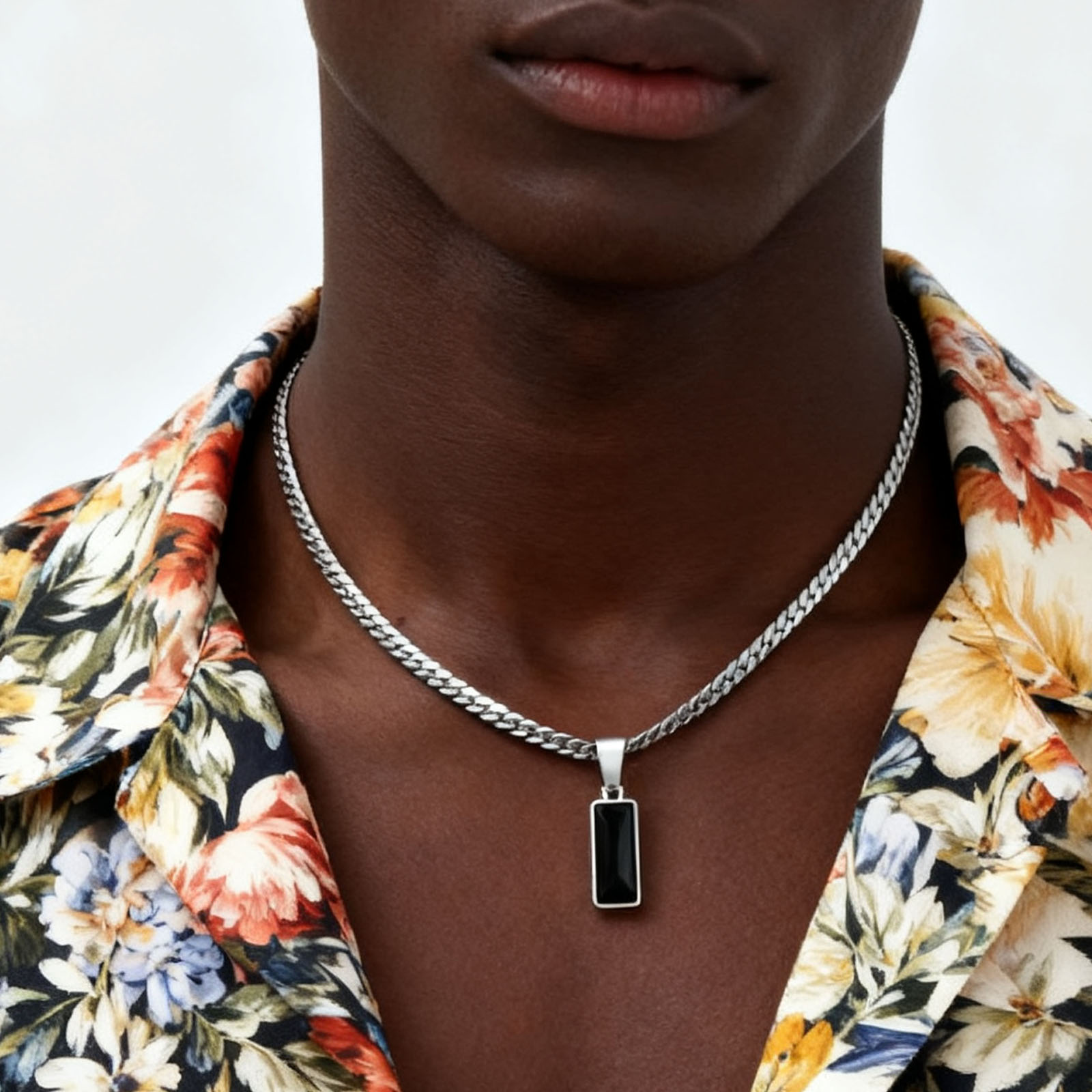 Stylish Mens Geometric Stone P - Mens Dog Tag Necklace 评论和价格