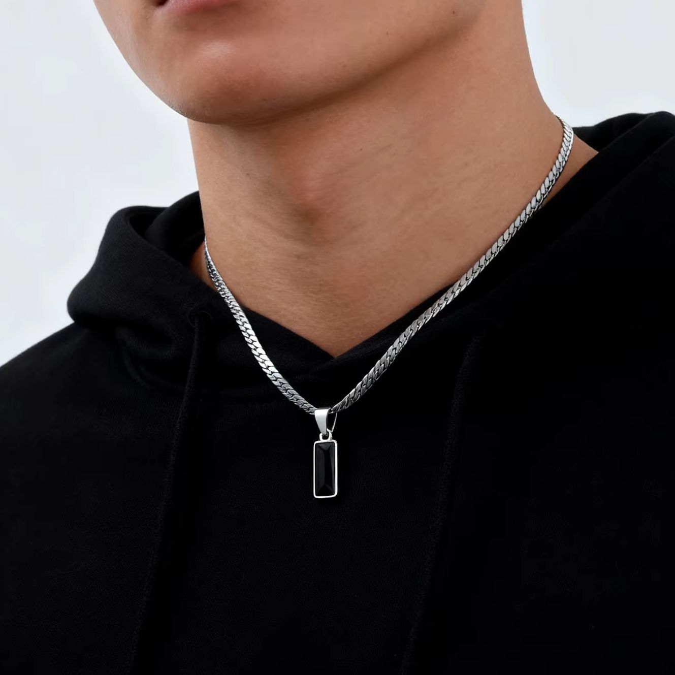 Stylish Mens Geometric Stone P - Mens Dog Tag Necklace 评论和价格