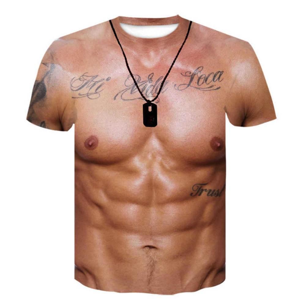 Men Funny Fake Muscle Abs 3D A - Mens Dog Tag Necklace 评论和价格